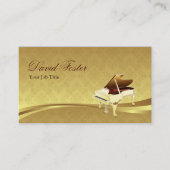 Grand Piano Musical Instrument Elegant Damask Gold Visitekaartje (Voorkant)