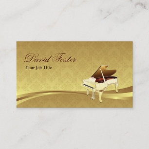 Grand Piano Musical Instrument Elegant Damask Gold Visitekaartje