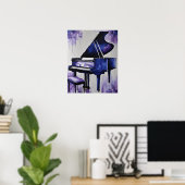 GRAND PIANO MUZIEK PAARSE BLAUWE KUNST POSTER (Thuiskantoor)