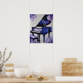 GRAND PIANO MUZIEK PAARSE BLAUWE KUNST POSTER (Keuken)