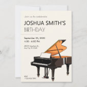 Grand Piano muziek verjaardag Uitnodiging (Voorkant)