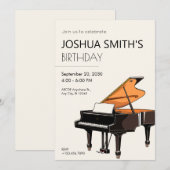 Grand Piano muziek verjaardag Uitnodiging (Voorkant / Achterkant)