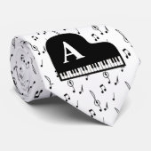 Grand Piano Muzieknoten Monogram Pianist Stropdas (Opgerold)