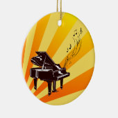 Grand Piano Notes Yellow en Gold Keramisch Ornament (Rechts)