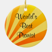 Grand Piano Notes Yellow en Gold Keramisch Ornament (Achterkant)