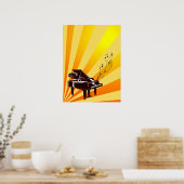 Grand Piano Notes Yellow en Gold Poster (Keuken)