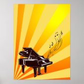 Grand Piano Notes Yellow en Gold Poster (Voorkant)