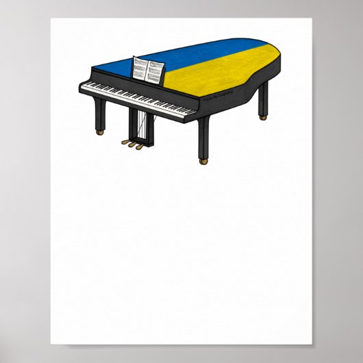Grand Piano Oekraïense Vlag Pianist Musician Stick Poster (Voorkant)
