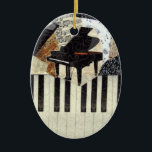 Grand Piano Ornament<br><div class="desc">Deze prachtig gemaakte keramische siervormgeving is voorzien van een grote piano op een toetsenbord dat is omgeven door muzieknoten. Het is een origineel stuk collage kunst gemaakt door de vezelkunstenaar Loretta Alvarado.</div>