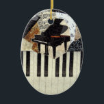 Grand Piano Ornament<br><div class="desc">Deze prachtig gemaakte keramische siervormgeving is voorzien van een grote piano op een toetsenbord dat is omgeven door muzieknoten. Het is een origineel stuk collage kunst gemaakt door de vezelkunstenaar Loretta Alvarado.</div>