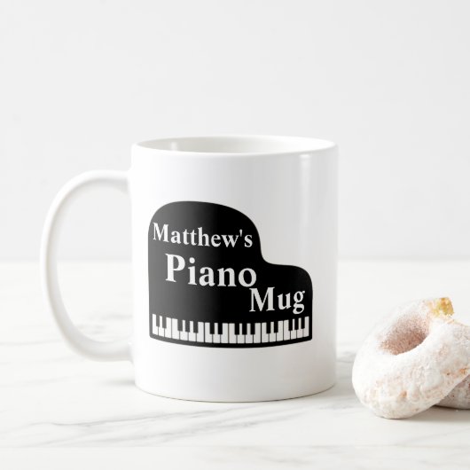 Grand Piano personaliseert Pianist Piano Player Koffiemok (Met donut)