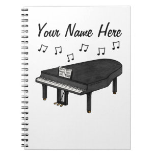 Grand Piano Pianist Muziekdocent Custom Notitieboek