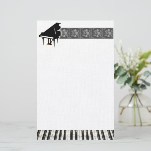 Grand Piano-toetsenbord Briefpapier (Staand voorkant)