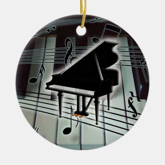 Grand Piano Toetsenbord Kerstmis Ornament (Voorkant)