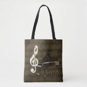 Grand Piano Treble Clef Bronze Sheet Music Tote Bag (Voorkant)