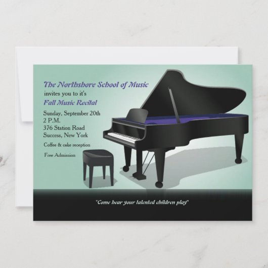 Grand Piano-uitnodiging Kaart (Voorkant)