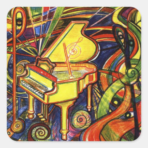 Grand Piano Vierkante Sticker