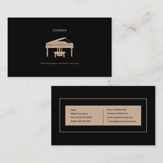 Grand Piano Visitekaartje (Voorkant / Achterkant)