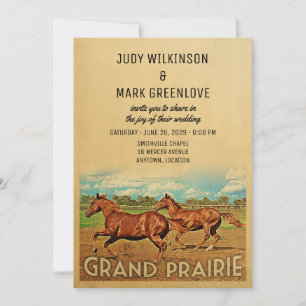 Grand Prairie Texas Wedding Invitation Horses Kaart