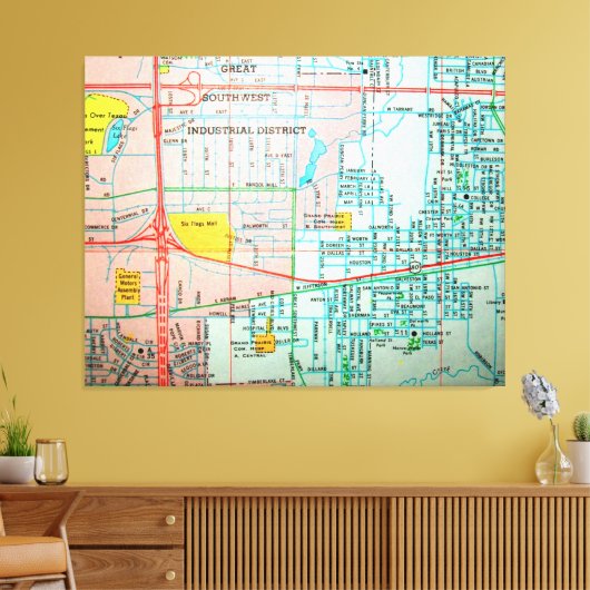 GRAND PRAIRIE, TX kaart Canvas Afdruk (Insitu (Woonkamer))