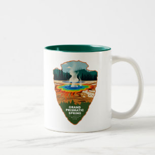 Grand Prismatic Spring Yellowstone Arrowhead Tweekleurige Koffiemok