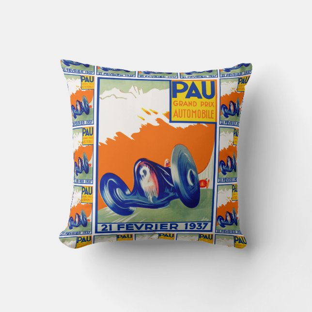 Grand Prix Automobile de Pau 1937 Kussen (Voorkant)