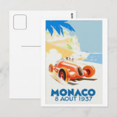 Grand Prix Monaco 1937 aquarelle Briefkaart (Voorkant / Achterkant)