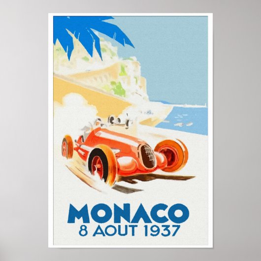 Grand Prix Monaco 1937 aquarelle Poster (Voorkant)