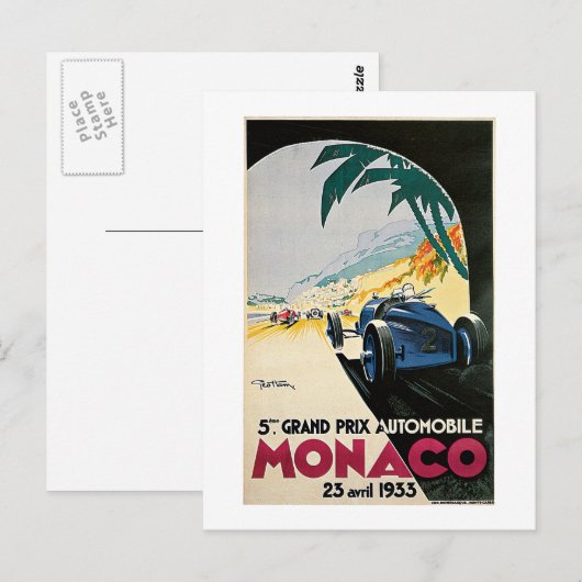 Grand Prix Monaco Racing Briefkaart (Voorkant / Achterkant)
