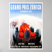 Grand Prix-races van Zurich 1939 Racing Poster (Voorkant)
