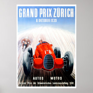 Grand Prix-races van Zurich 1939 Racing Poster