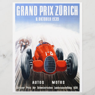 Grand Prix-races van Zurich 1939 Racing Poster