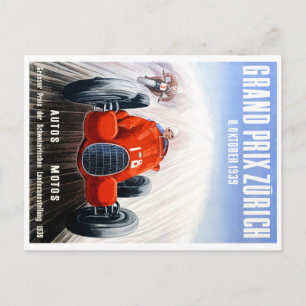 Grand Prix-races van Zurich 1939 Racing Poster Briefkaart