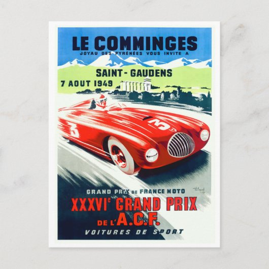 Grand Prix Racing Poster 1949 Briefkaart (Voorkant)