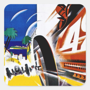 Grand Prix van Monaco 1931 - Poster van de  Race Vierkante Sticker