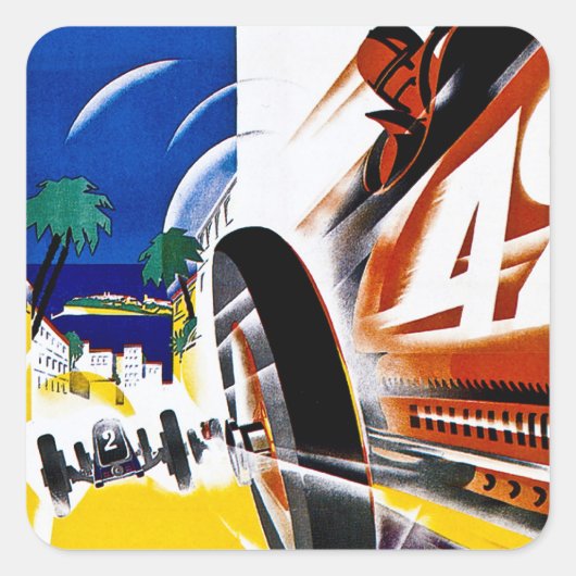 Grand Prix van Monaco 1931 -  Poster Vierkante Sticker (Voorkant)