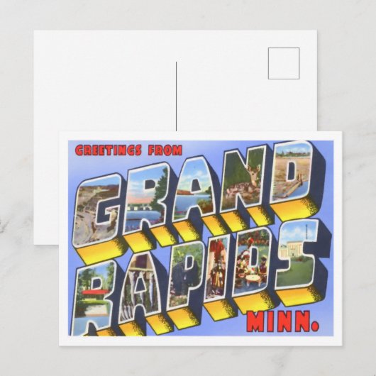 Grand Rapids,  brieven van Minnesota Briefkaart (Voorkant / Achterkant)