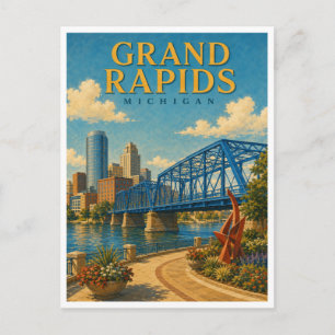 Grand Rapids Michigan Blauwe Brug GeoSaga Briefkaart