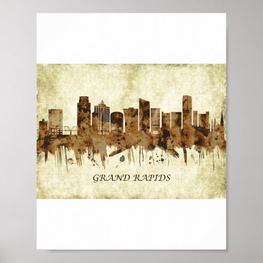 Grand Rapids Michigan Cityscape Poster (Voorkant)