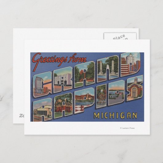 Grand Rapids - Michigan - Grote letterscènes 2 Briefkaart (Voorkant / Achterkant)