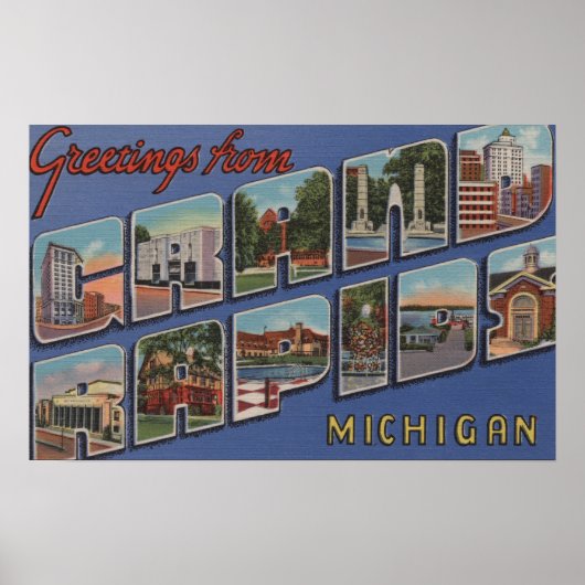 Grand Rapids - Michigan - Grote letterscènes 2 Poster (Voorkant)