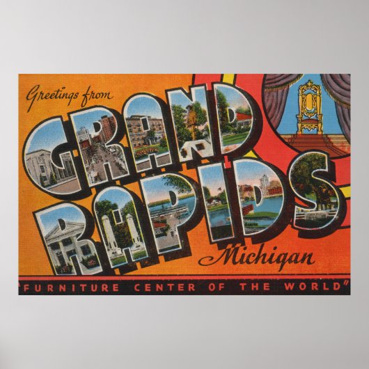 Grand Rapids, Michigan - Grote letterscènes Poster (Voorkant)