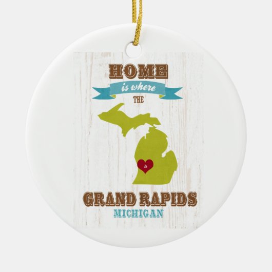 grand rapids , michigan Map - Home is waar Keramisch Ornament (Voorkant)