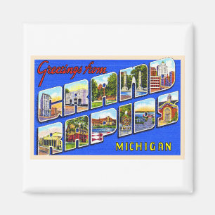 Grand Rapids Michigan MI Large Letter Briefkaart Magneet