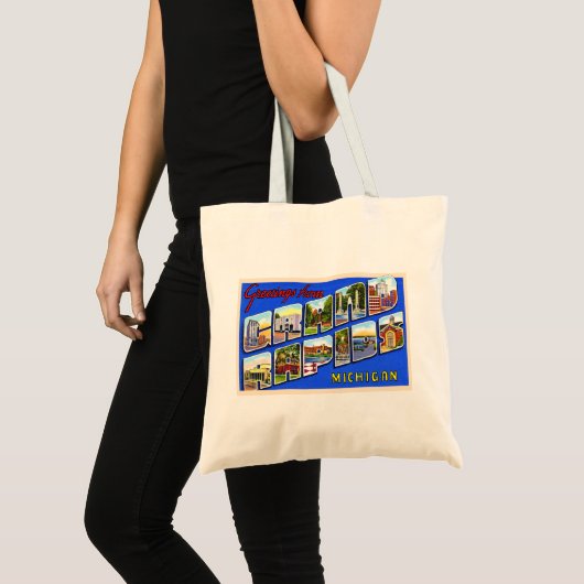Grand Rapids Michigan MI Large Letter Briefkaart Tote Bag (Voorkant (product))