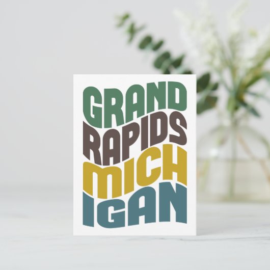 Grand Rapids Michigan Retro Wave Briefkaart (Staand voorkant)