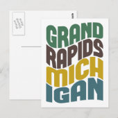 Grand Rapids Michigan Retro Wave Briefkaart (Voorkant / Achterkant)