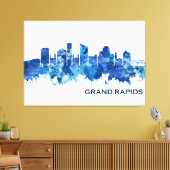 Grand Rapids Michigan Skyline Blue Canvas Afdruk (Insitu (Woonkamer))