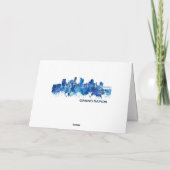 Grand Rapids Michigan Skyline Blue Feestdagen Kaart (Achterkant)