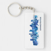 Grand Rapids Michigan Skyline Blue Sleutelhanger (Voorkant)